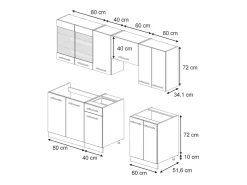 Mueble de cocina roble dorado 240x46x81.6 fame-line