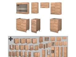 Mueble de cocina roble dorado 240x46x81.6 fame-line