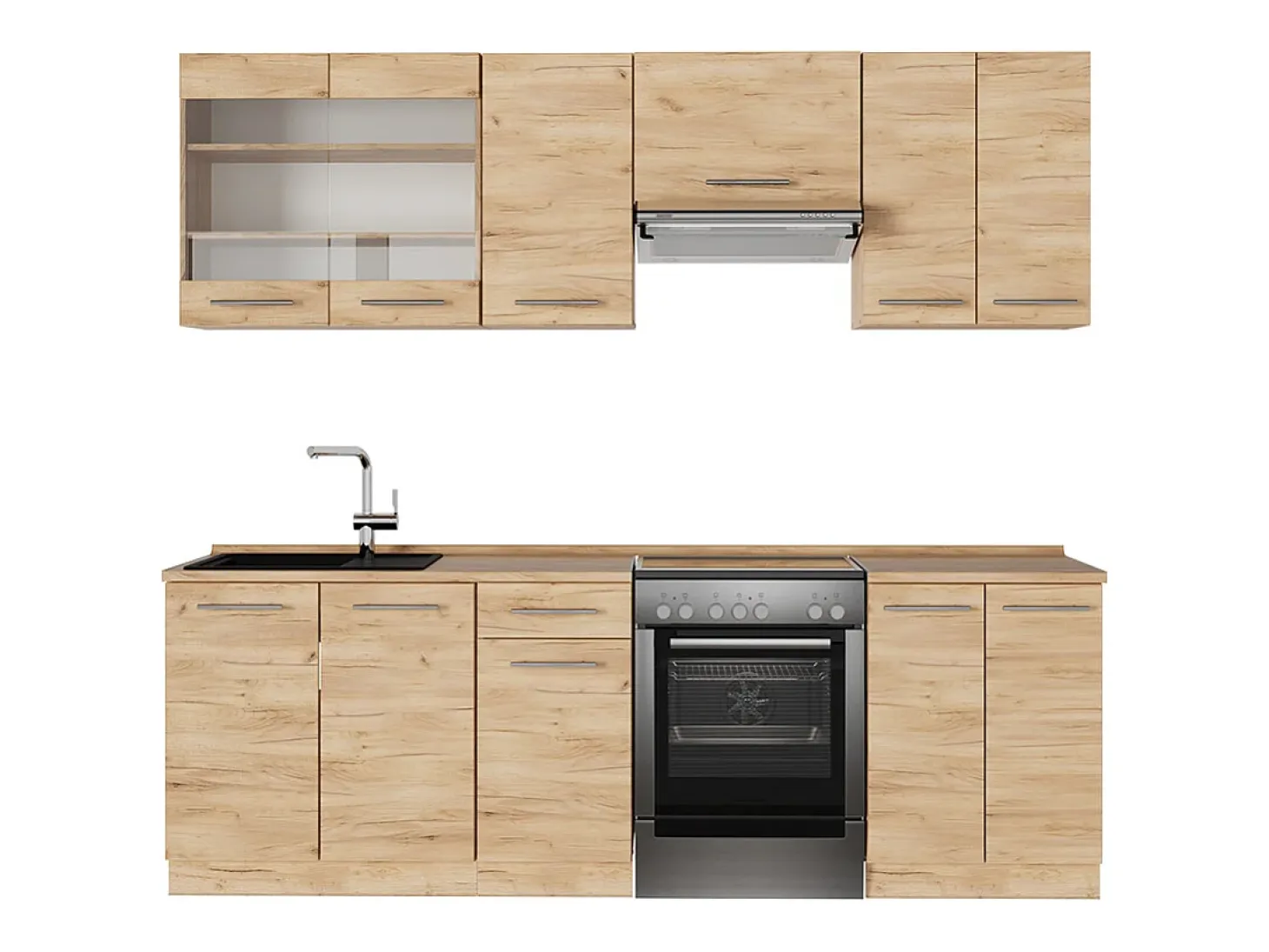 Mueble de cocina roble dorado 240x46x81.6 fame-line