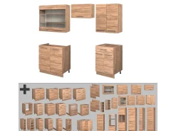 Mueble de cocina roble dorado 200x46x81.6 fame-line