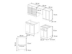 Mueble de cocina roble dorado 200x60x81.6 fame-line