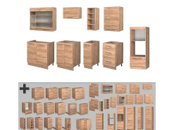Mueble de cocina roble dorado 280x46x81.6 fame-line