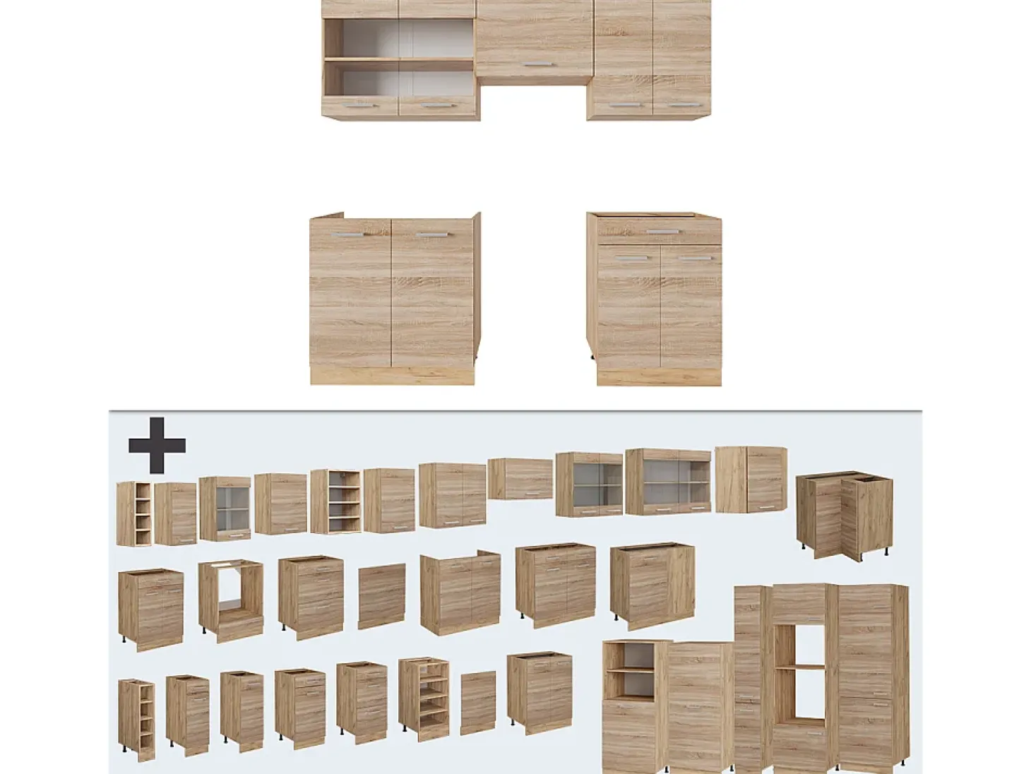 Mueble de cocina roble sonoma/goldkraft 200x60x81.6 r-line