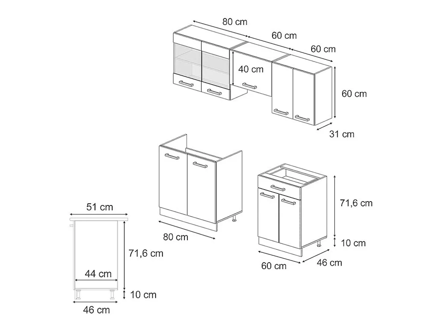 Mueble de cocina roble sonoma/goldkraft 200x60x81.6 r-line