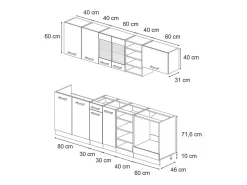 Mueble de cocina roble sonoma/goldkraft 240x46x81.6 r-line