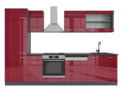 Mueble de cocina rojo brillo intenso/antracita 300x46x81.6 r-line