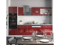 Mueble de cocina rojo brillo intenso/blanco 300x60x81.6 r-line