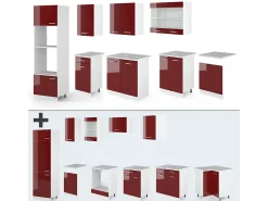 Mueble de cocina rojo brillo intenso/blanco 300x60x81.6 r-line