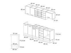 Mueble de cocina rojo brillo intenso/blanco 240x46x81.6 r-line