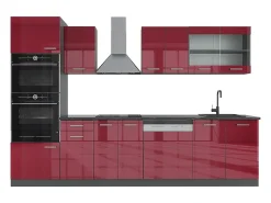 Mueble de cocina rojo brillo intenso/antracita 300x46x81.6 r-line