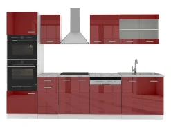 Mueble de cocina rojo brillo intenso/blanco 300x60x81.6 r-line