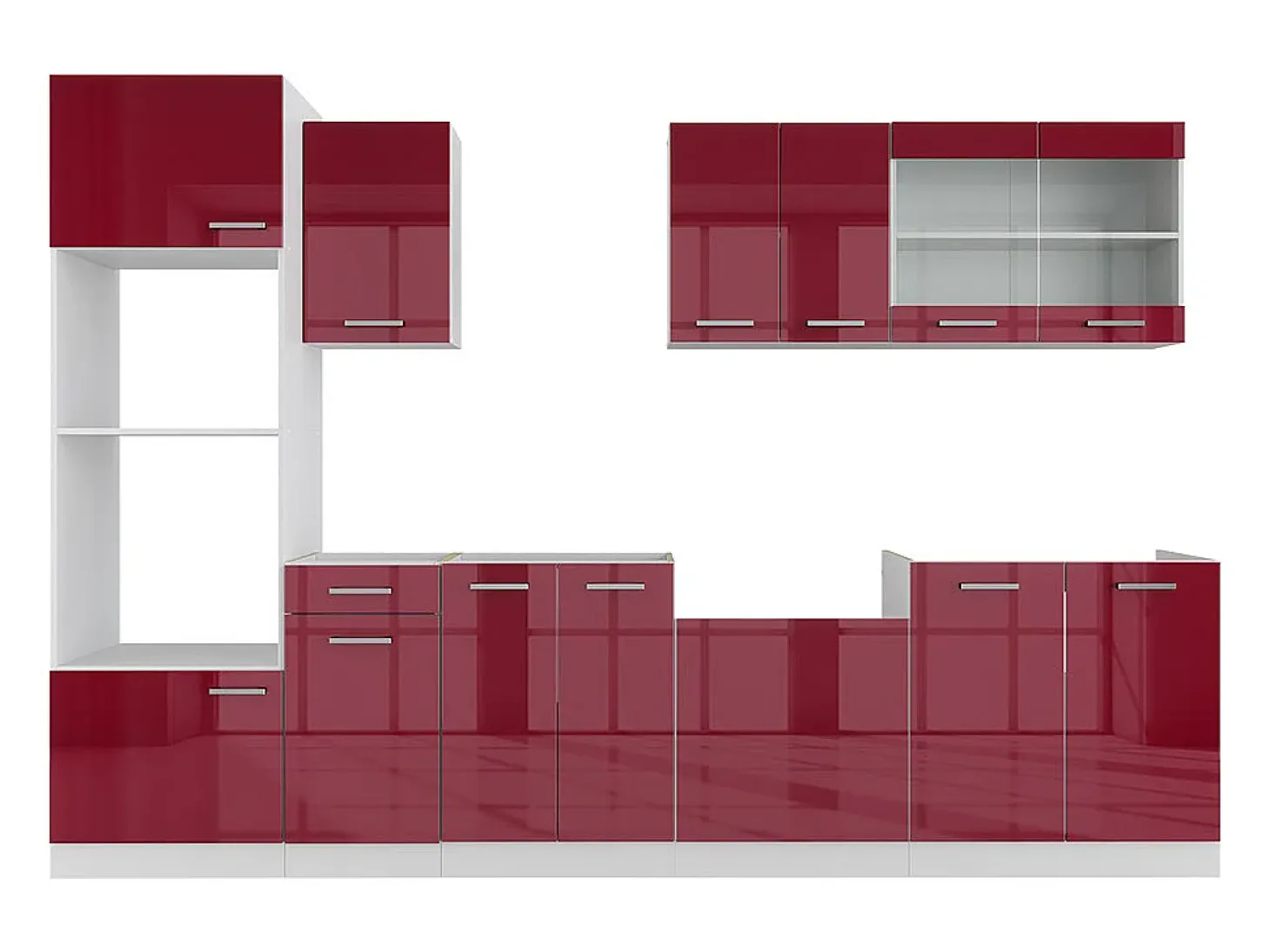 Mueble de cocina rojo brillo intenso/blanco 300x60x81.6 r-line