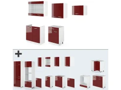 Mueble de cocina rojo brillo intenso/blanco 200x60x81.6 r-line