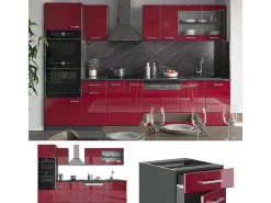 Mueble de cocina rojo brillo intenso/antracita 300x60x81.6 r-line