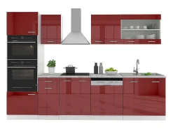 Mueble de cocina rojo brillo intenso/blanco 300x60x81.6 r-line