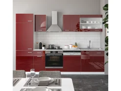 Mueble de cocina rojo brillo intenso/blanco 300x60x81.6 r-line