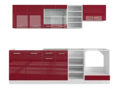 Mueble de cocina rojo brillo intenso/blanco 240x60x81.6 r-line