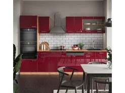 Mueble de cocina rojo brillo intenso/roble dorado 300x60x81.6 r-line