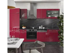 Mueble de cocina rojo brillo intenso/antracita 300x60x81.6 r-line