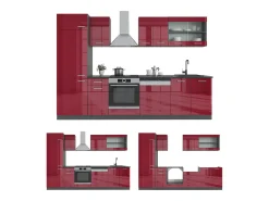 Mueble de cocina rojo brillo intenso/antracita 300x60x81.6 r-line