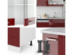 Mueble de cocina rojo brillo intenso/blanco 300x60x81.6 r-line