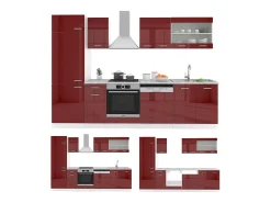 Mueble de cocina rojo brillo intenso/blanco 300x60x81.6 r-line