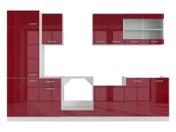Mueble de cocina rojo brillo intenso/blanco 300x60x81.6 r-line