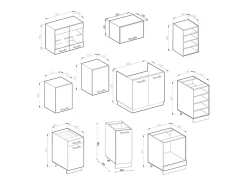 Mueble de cocina rojo/antracita 240x60x81.6 r-line