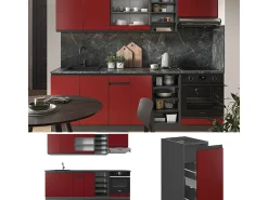 Mueble de cocina rojo/antracita 240x60x81.6 r-line