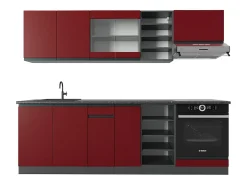 Mueble de cocina rojo/antracita 240x46x81.6 r-line
