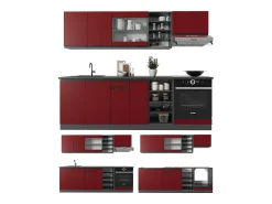 Mueble de cocina rojo/antracita 240x46x81.6 r-line