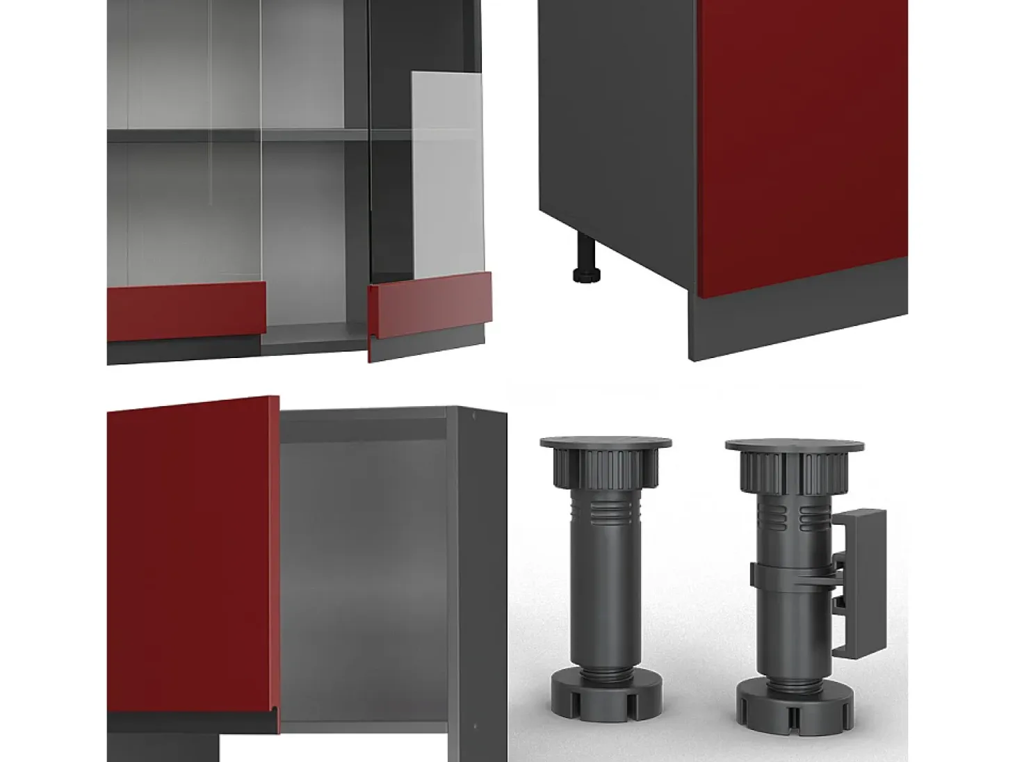 Mueble de cocina rojo/antracita 300x60x81.6 r-line