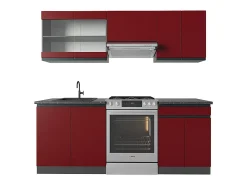 Mueble de cocina rojo/antracita 200x46x81.6 r-line