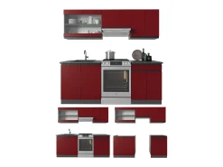 Mueble de cocina rojo/antracita 200x46x81.6 r-line