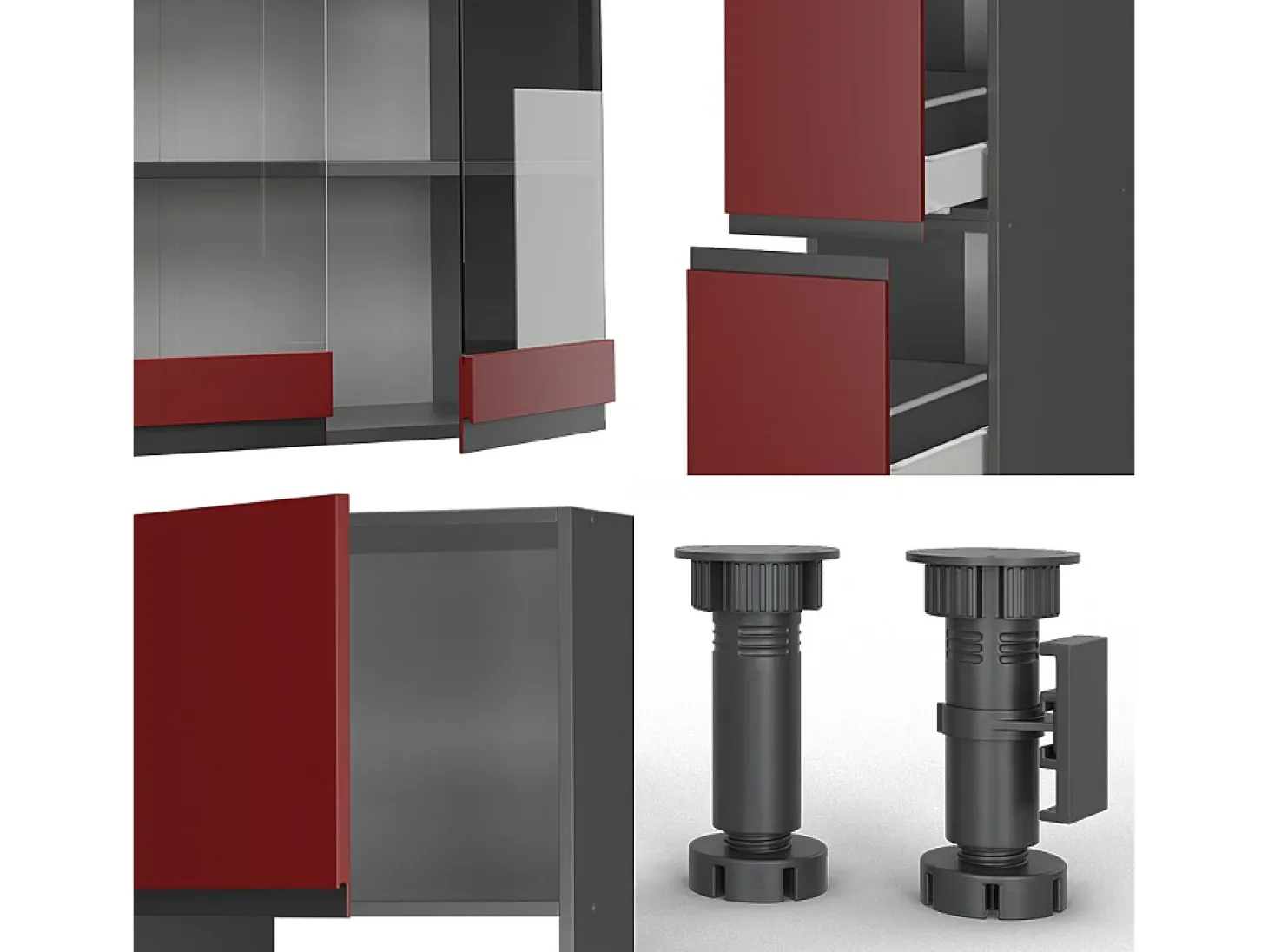 Mueble de cocina rojo/antracita 350x46x81.6 r-line