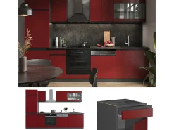 Mueble de cocina rojo/antracita 300x60x81.6 r-line