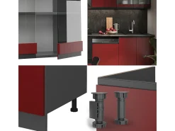 Mueble de cocina rojo/antracita 300x46x81.6 r-line