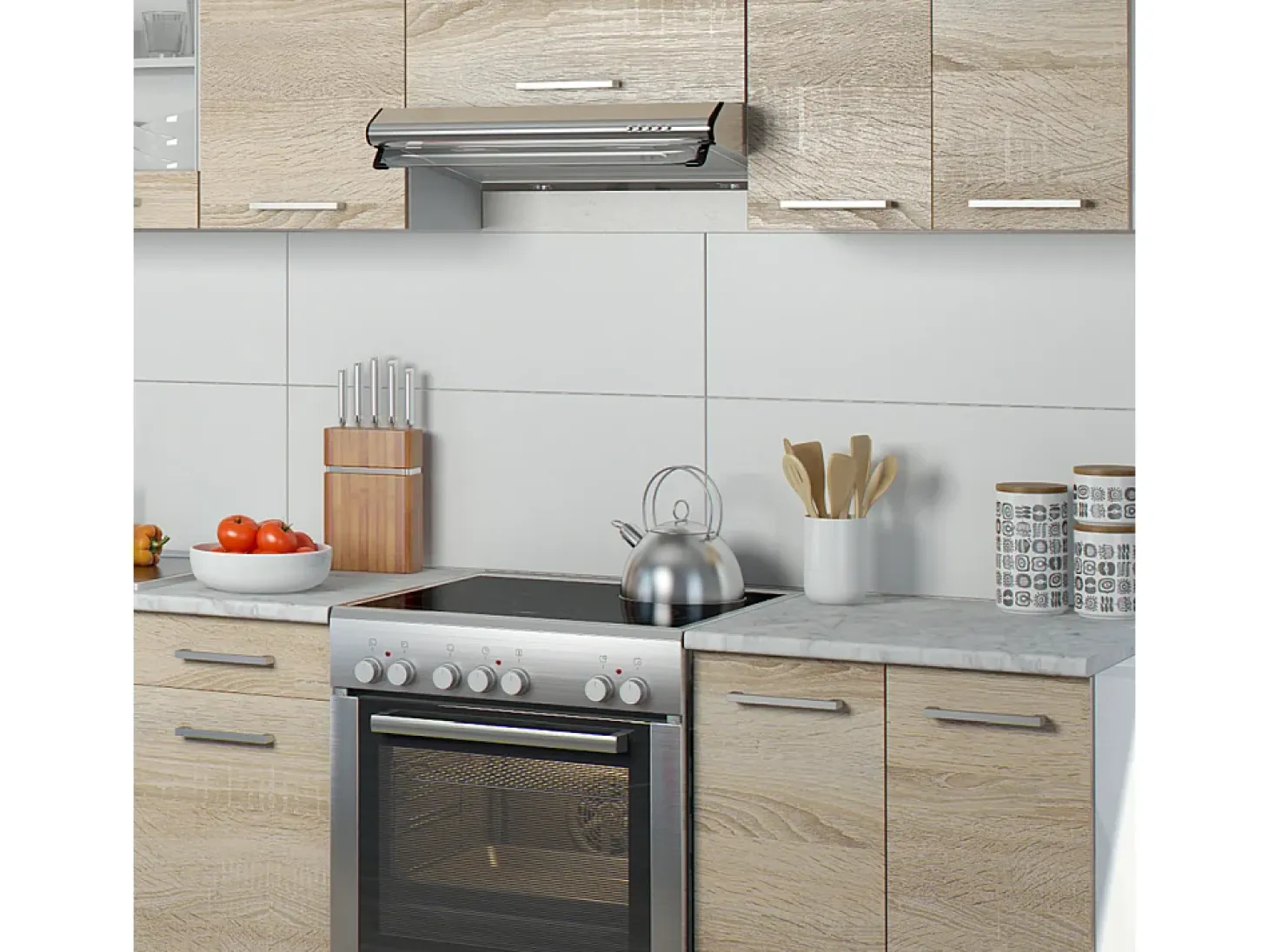 Mueble de cocina sonoma/blanco 240x60x81.6 raul