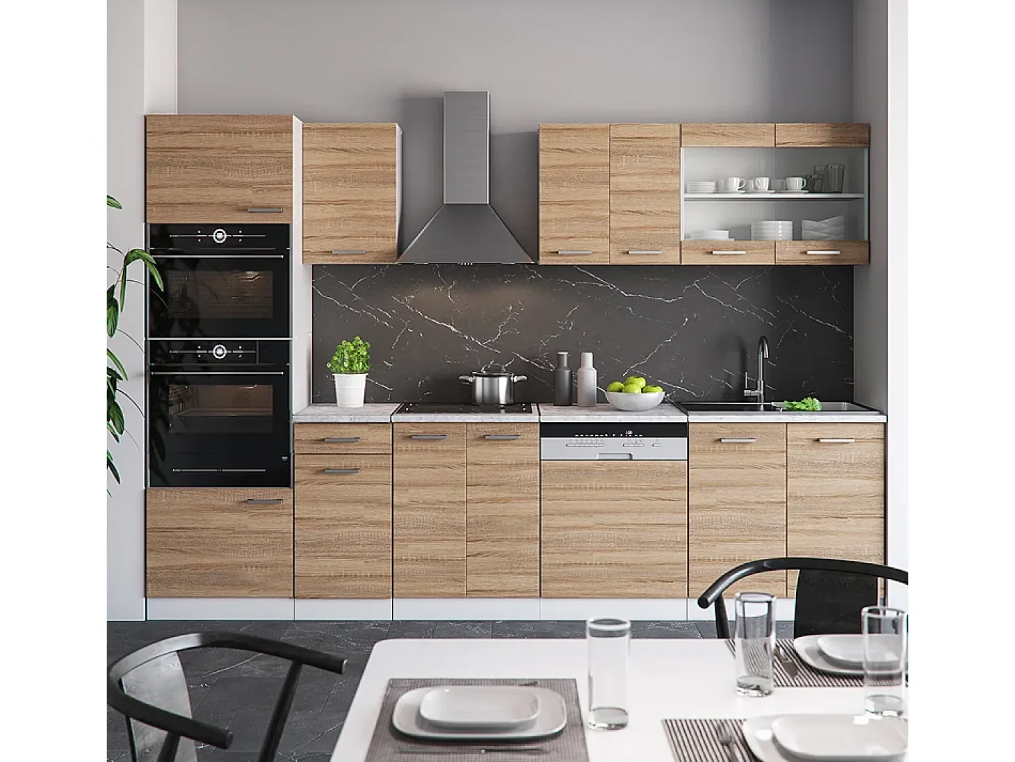 Mueble de cocina sonoma/blanco 300x60x81.6 r-line