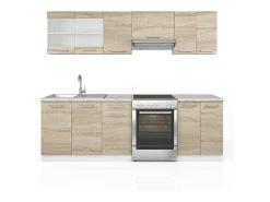 Mueble de cocina sonoma/blanco 240x60x81.6 raul