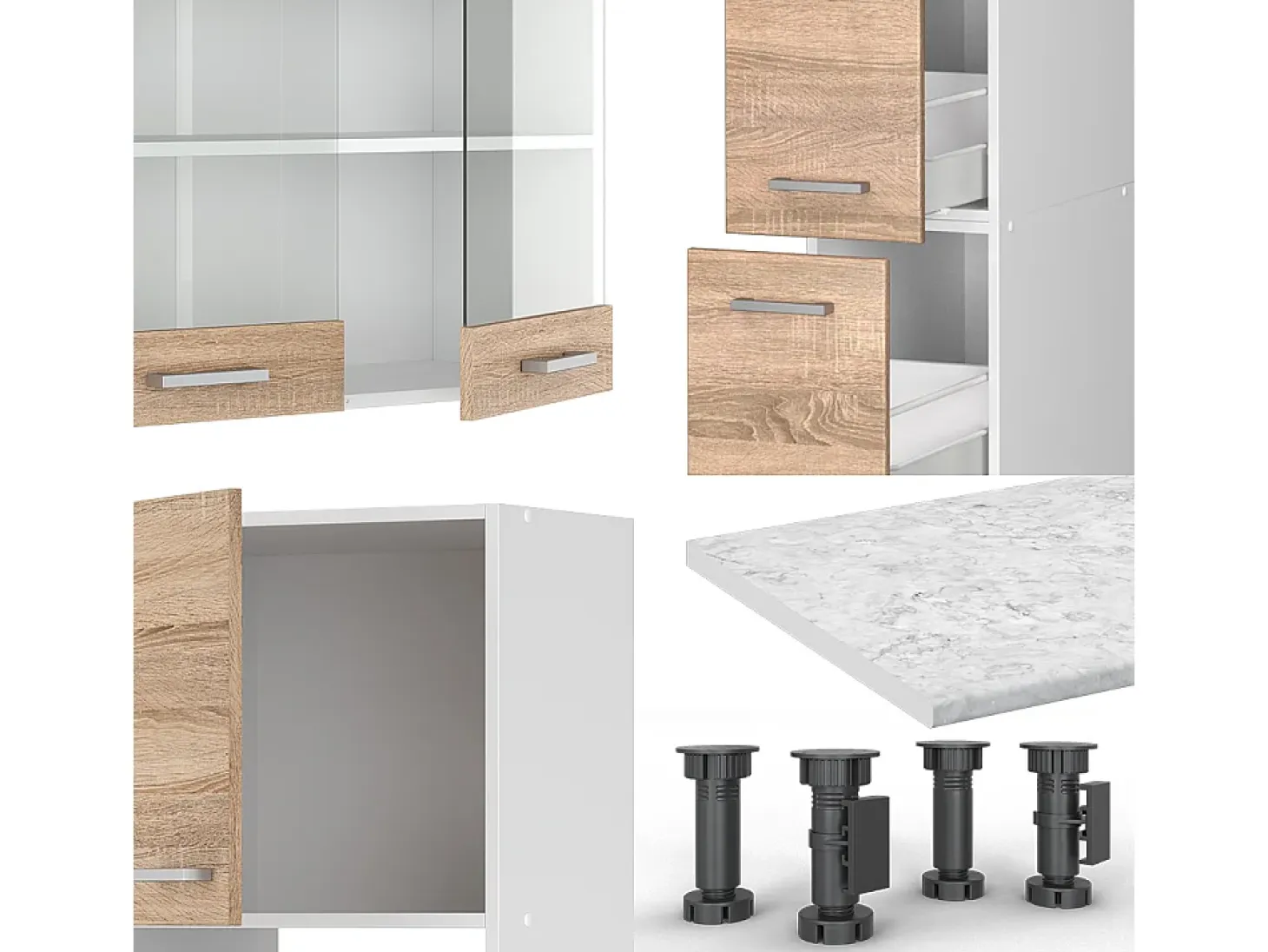 Mueble de cocina sonoma/blanco 350x46x81.6 r-line