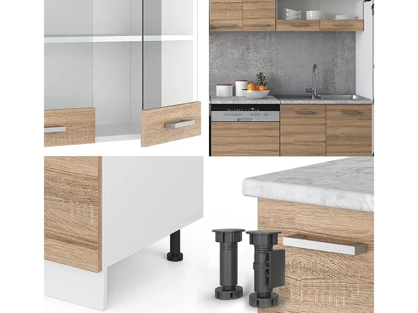 Mueble de cocina sonoma/blanco 300x60x81.6 r-line