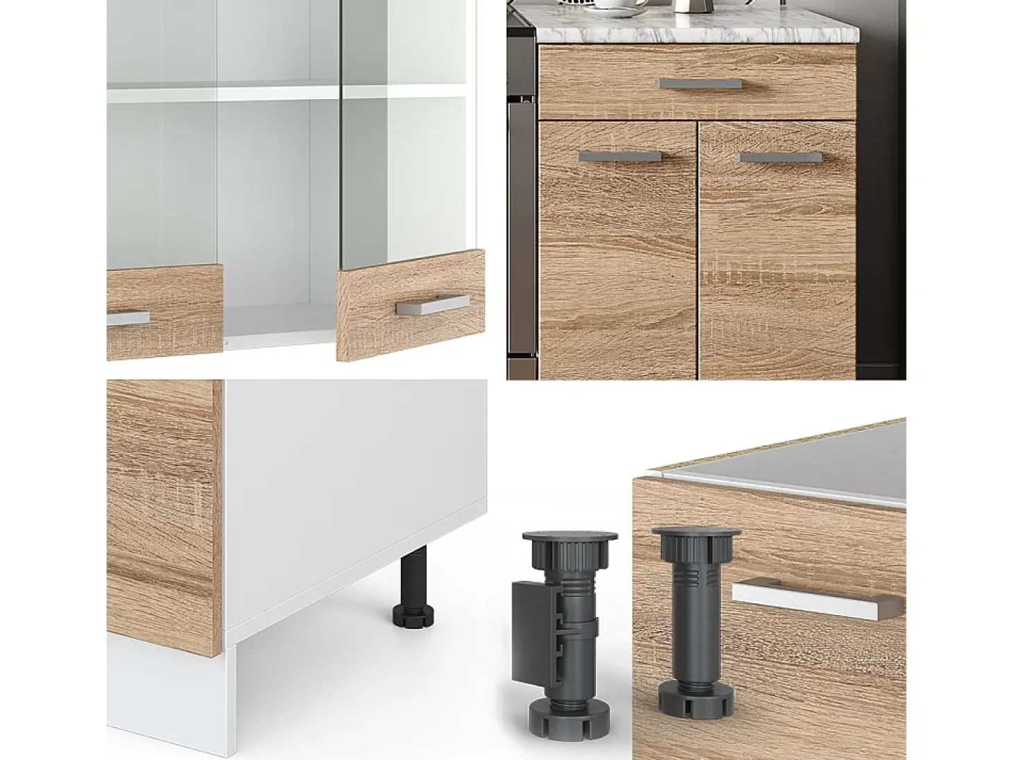 Mueble de cocina sonoma/blanco 200x60x81.6 r-line