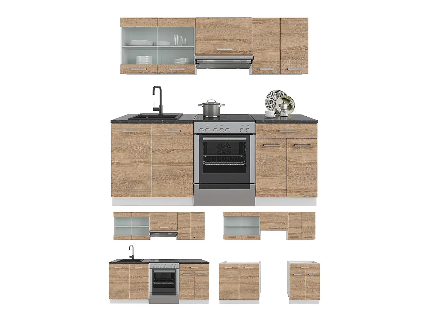 Mueble de cocina sonoma/blanco 200x60x81.6 r-line