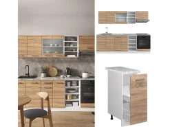 Mueble de cocina sonoma/blanco 240x46x81.6 r-line