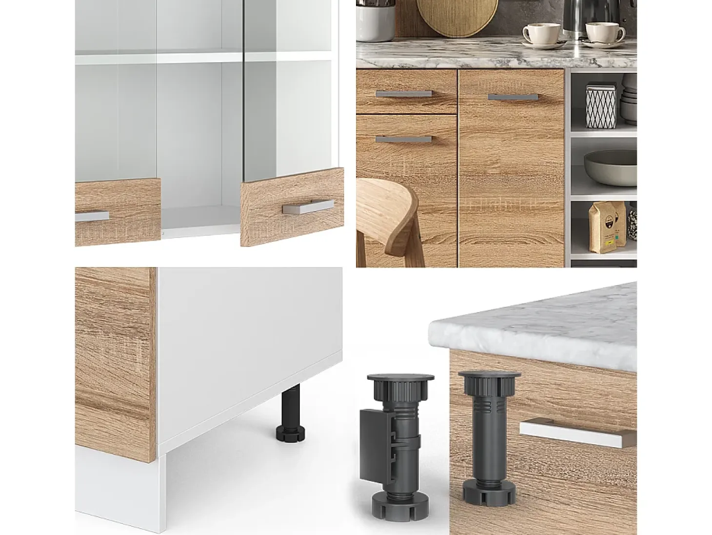 Mueble de cocina sonoma/blanco 240x46x81.6 r-line