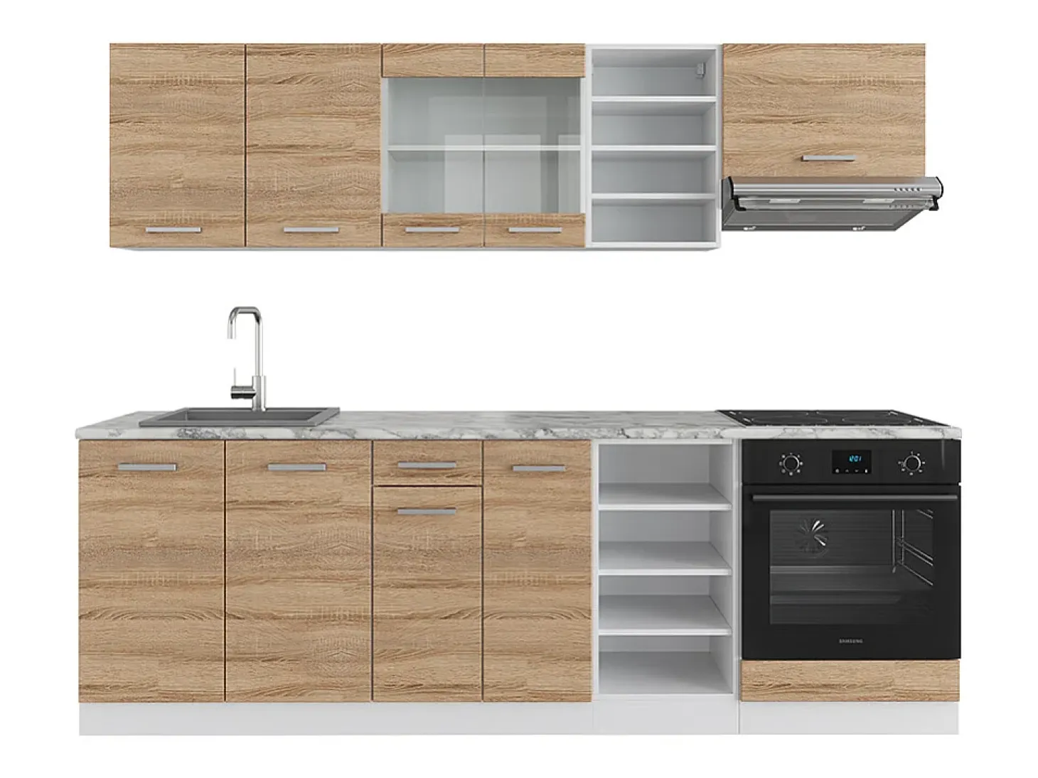Mueble de cocina sonoma/blanco 240x60x81.6 r-line