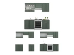 Mueble de cocina verde-dorado casa de campo/blanco 200x60x81.6 fame-line