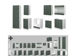 Mueble de cocina verde-dorado casa de campo/blanco 300x60x81.6 fame-line