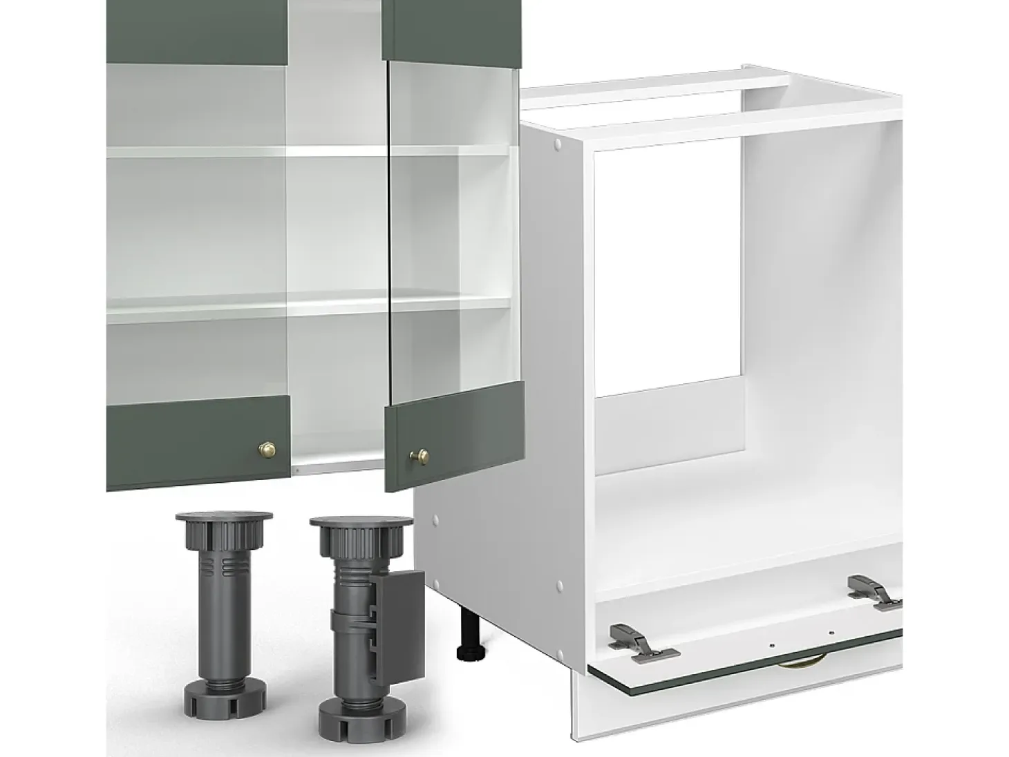 Mueble de cocina verde-dorado casa de campo/blanco 300x60x81.6 fame-line